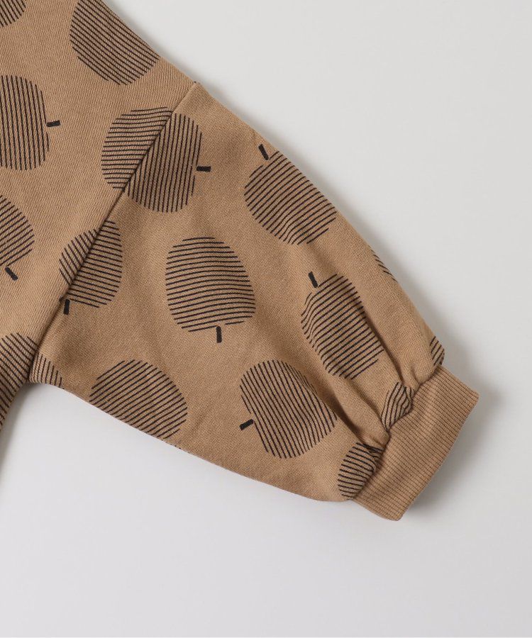 日本 BREEZE - 滿版印花裏毛長袖上衣-蘋果-焦糖