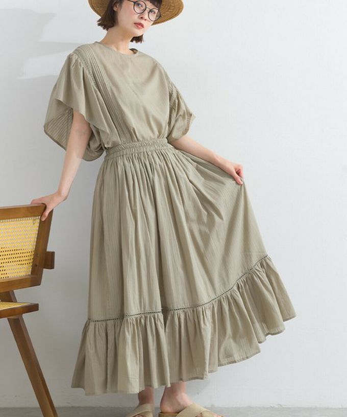 日本 Lupilien - 100%印度棉 飄逸緹花下擺鬆緊長裙-磚橘