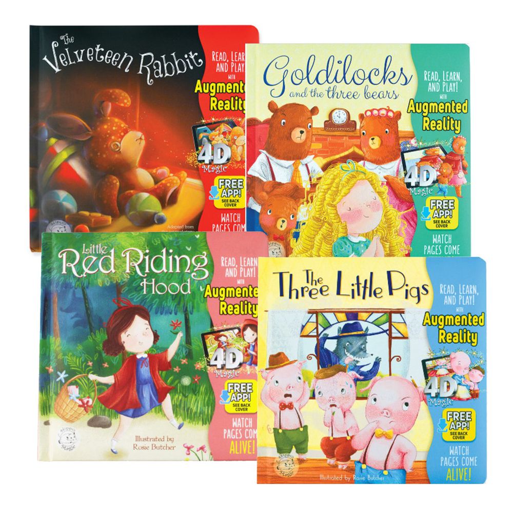 Little Hippo Books - 第一套經典童話教故事小套書『內含四書：小紅帽＋三隻小豬＋絨毛兔＋金髮孩與三隻熊』-小紅帽+三隻小豬+絨毛兔+金髮女孩與三隻熊[4D書]