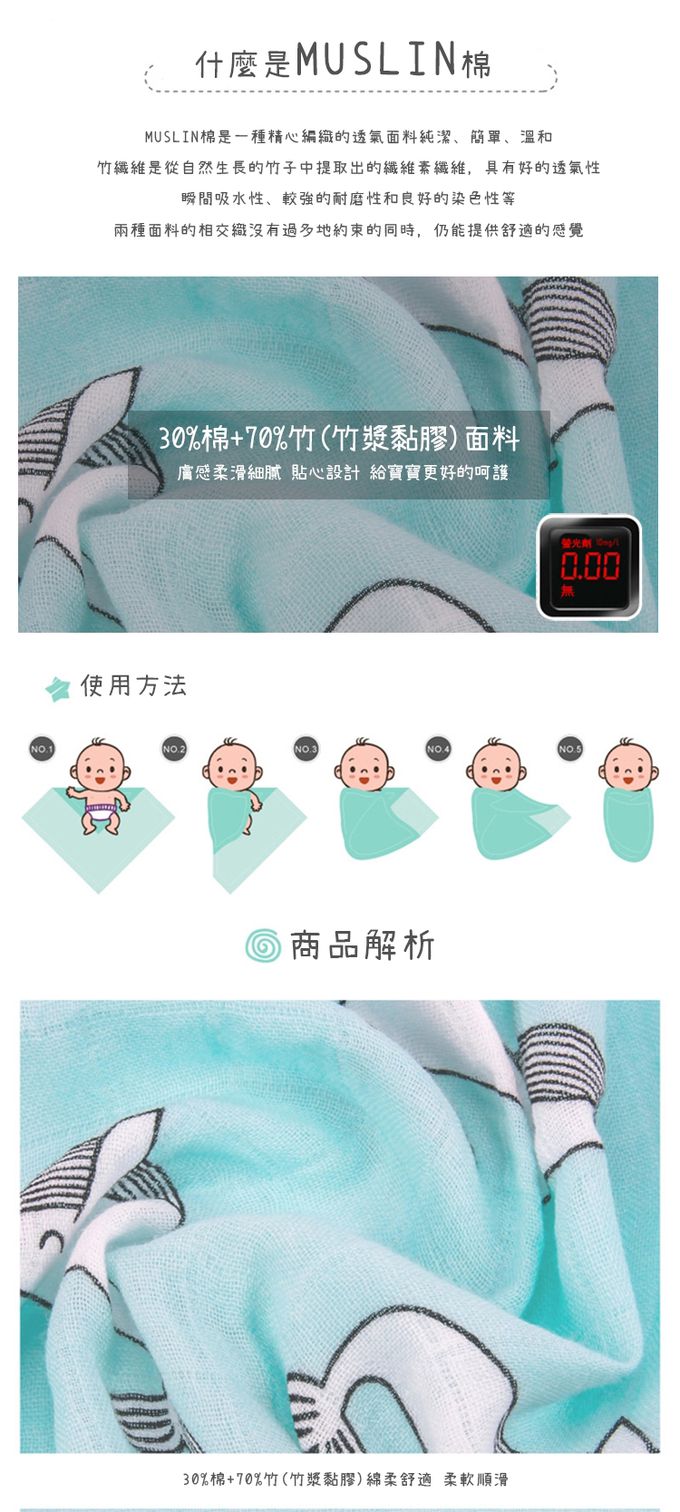 Muslin Tree - 印花雙層紗多功能嬰兒包巾-星星雨 (120*120cm)