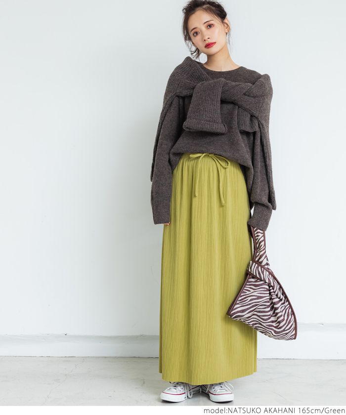 日本 COCA - [熱銷定番] 速乾垂墜彈性風琴長裙-保暖-焦糖