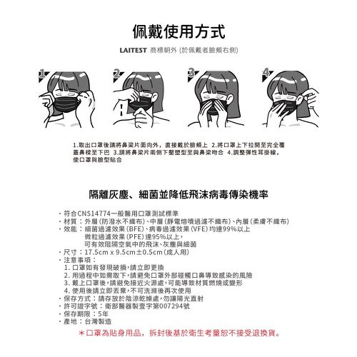 醫療防護口罩/成人 曜石黑 30入盒裝(都會時尚系列)-平面口罩