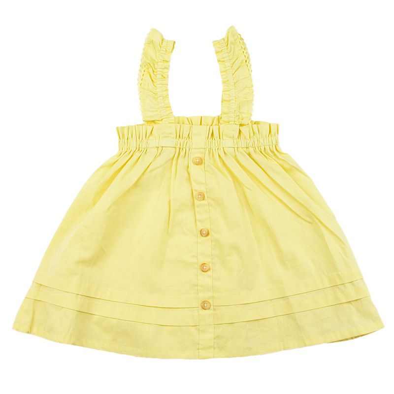 akachan honpo - 短袖上衣+洋裝-有肩釦-黃色