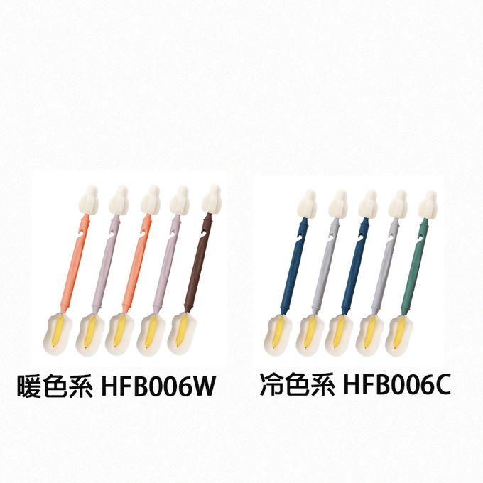 正韓 hibee - 極柔細水壺/杯子/保溫瓶/奶瓶 雙面萬用海綿刷(5入組)_雙頭棉花糖海綿刷+海綿隙縫刷-HFB006