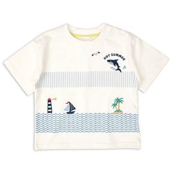 akachan honpo - 短袖T恤-局部刺繡-米白色
