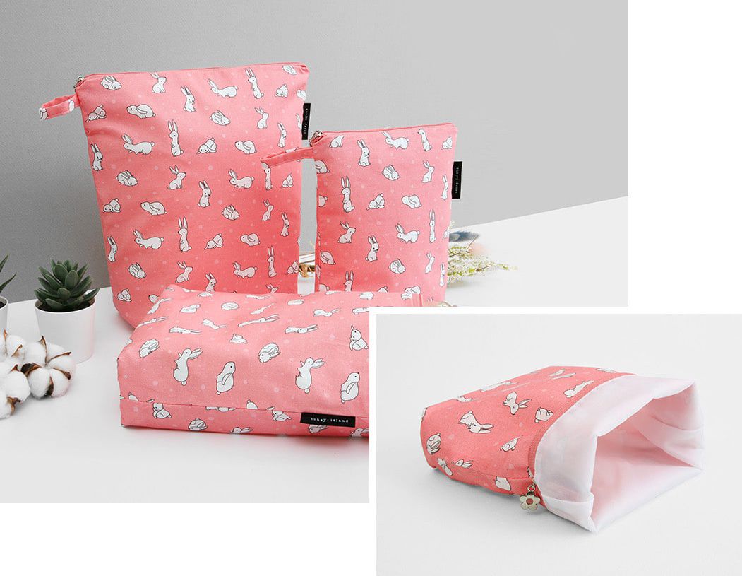 韓國 Coney Island - 防水多功能收納袋-粉紅小兔