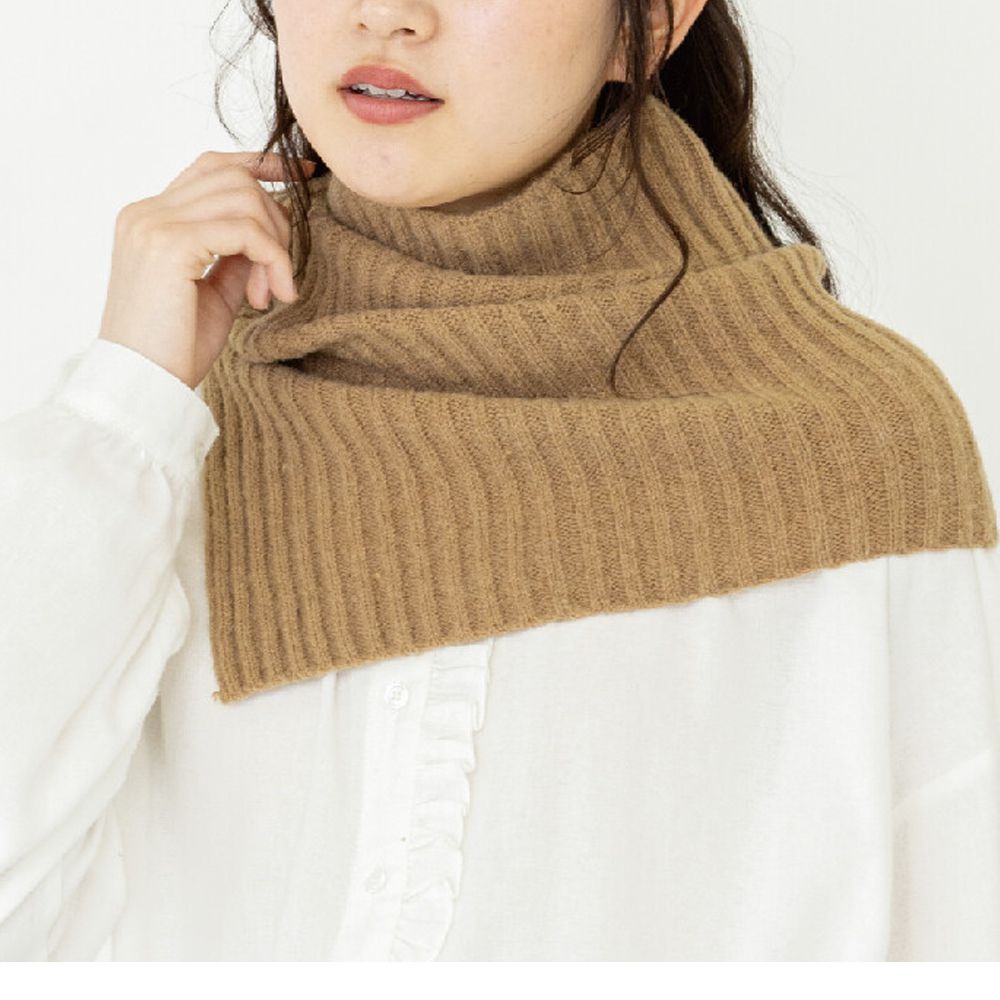 羅紋2way大翻領保暖圍脖-煙燻棕