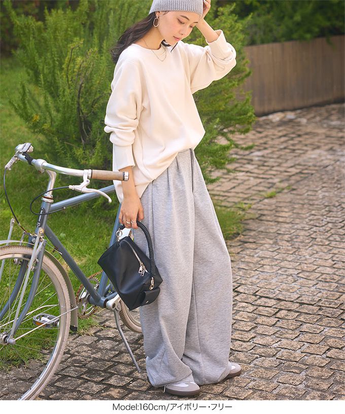 日本 Kobe Lettuce - 極上溫暖 裏起毛俐落束口長袖上衣-靛藍