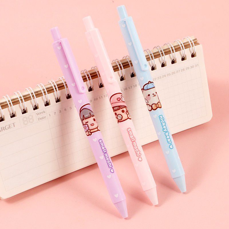 小麻糬按壓式0.5mm中性筆(3入)-寵物系列-黑色