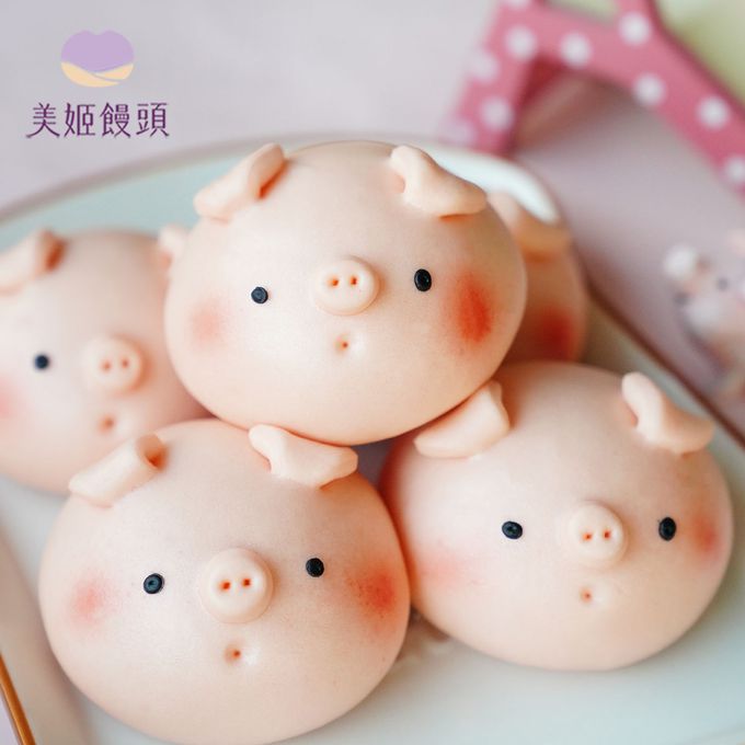 美姬饅頭 - 小豬鮮乳造型饅頭-35g*6顆