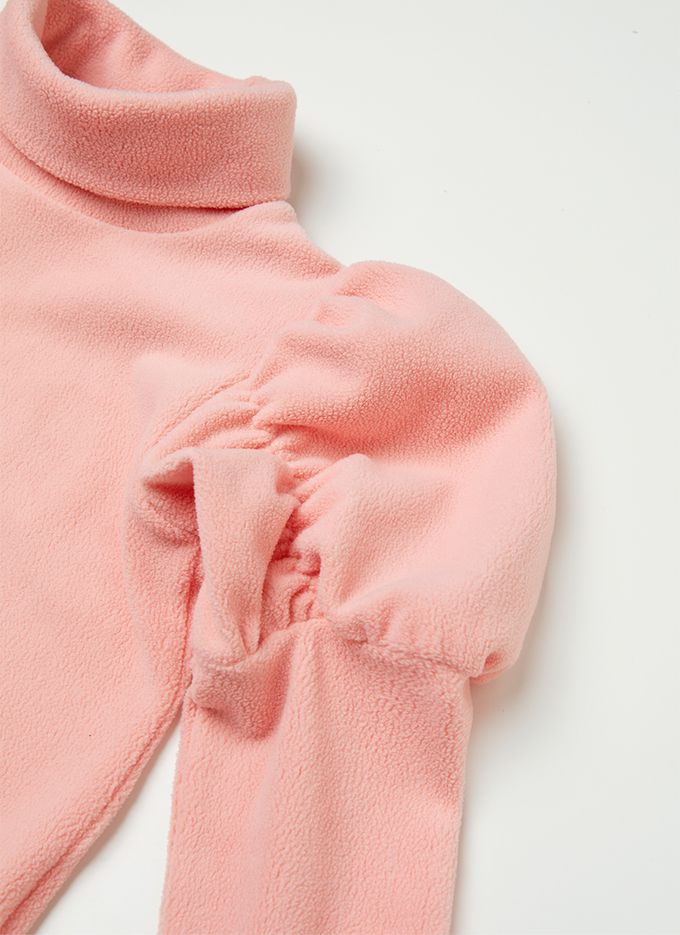 韓國 OZKIZ - 公主泡泡袖中領搖粒絨上衣-黃