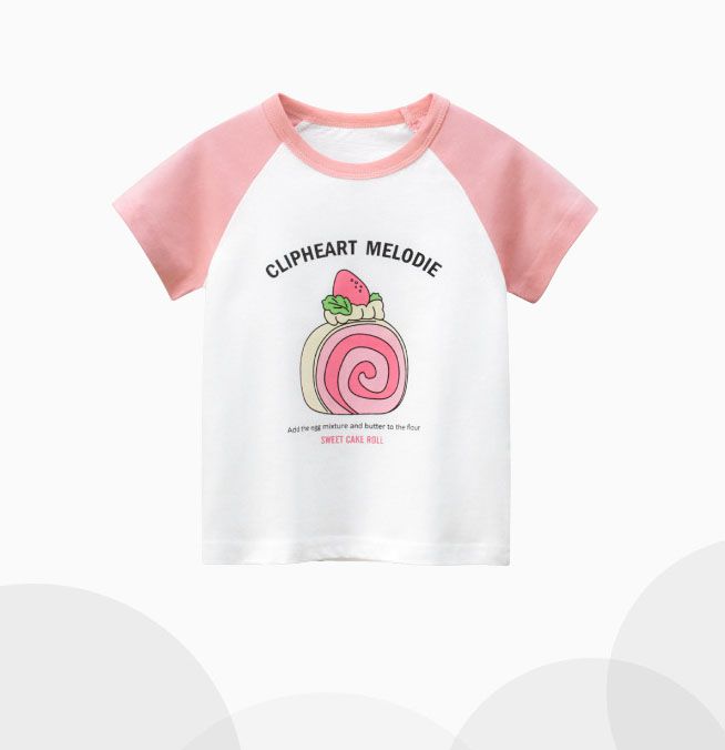 純棉短袖上衣-草莓蛋糕-白+粉