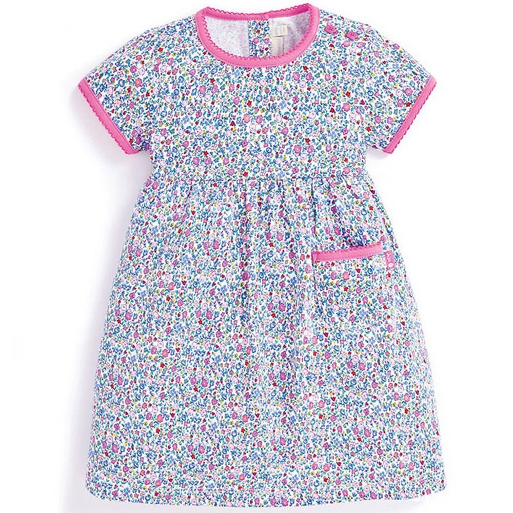 英國 JoJo Maman BeBe - 嬰幼兒短袖純棉洋裝單入組-甜美花園