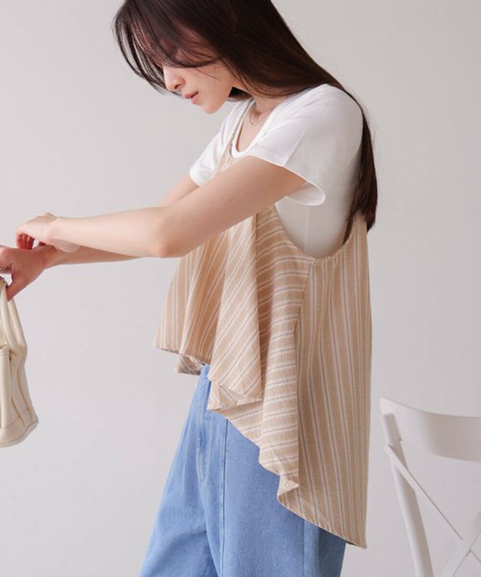 日本 Bab - 簡潔舒適混棉細肩帶長褲套裝-素面-經典黑 (M)