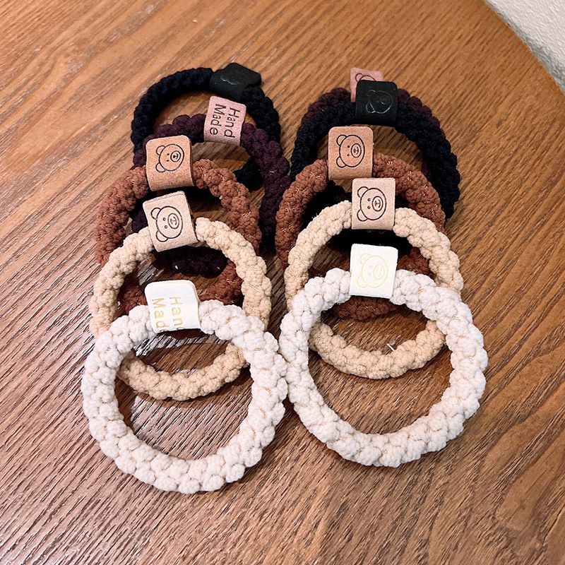 泰迪絨高彈力百搭髪圈(10入組)-熊熊-混色