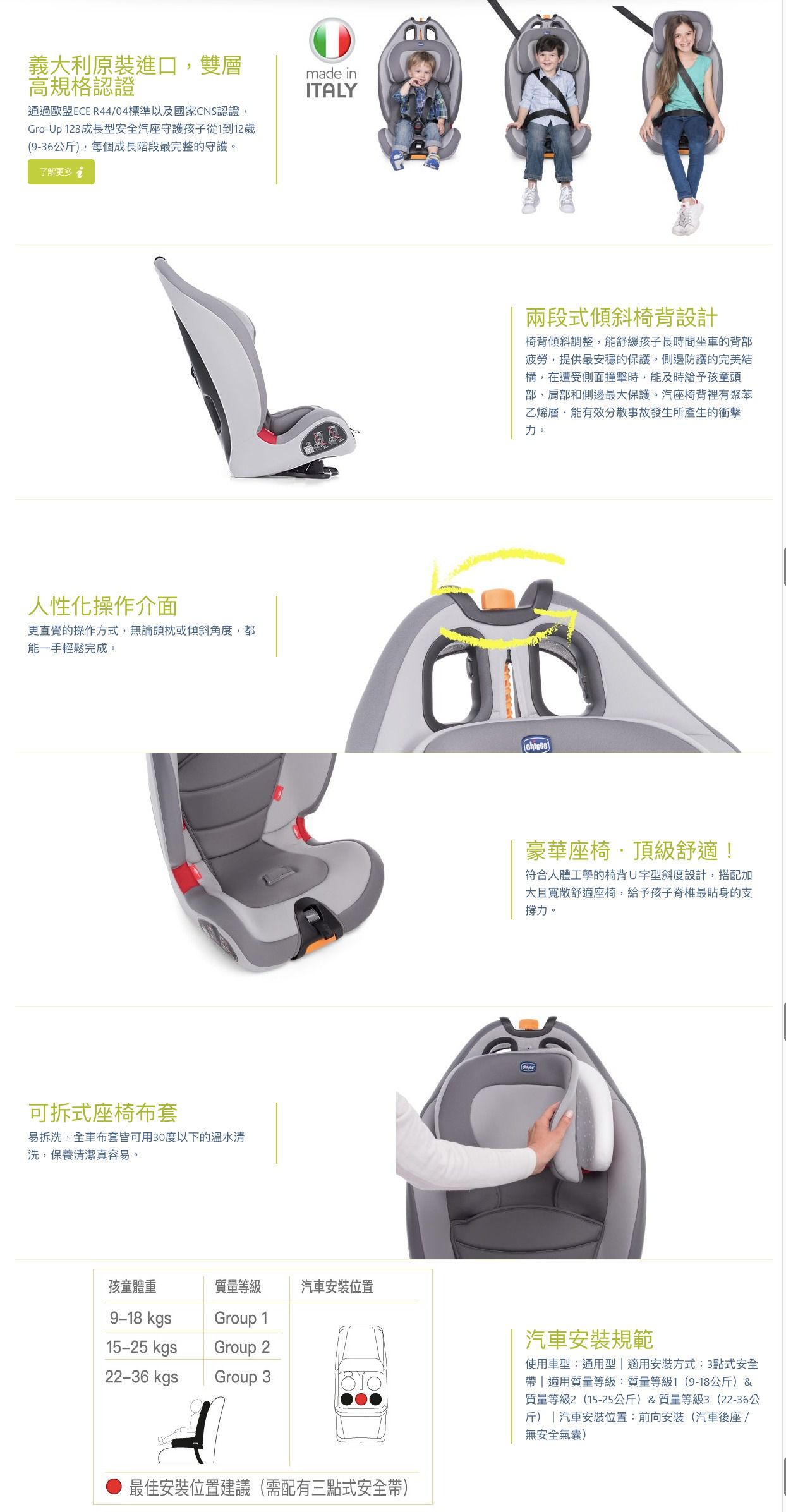 義大利 chicco - Gro-Up 123成長型安全汽座-耀動紅