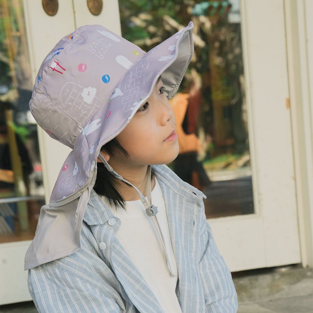 Brille Brille 頸部防護兒童防曬帽(可收放型)-歡樂童玩節-禮盒包裝、頭圍46-56cm (3-10歲)