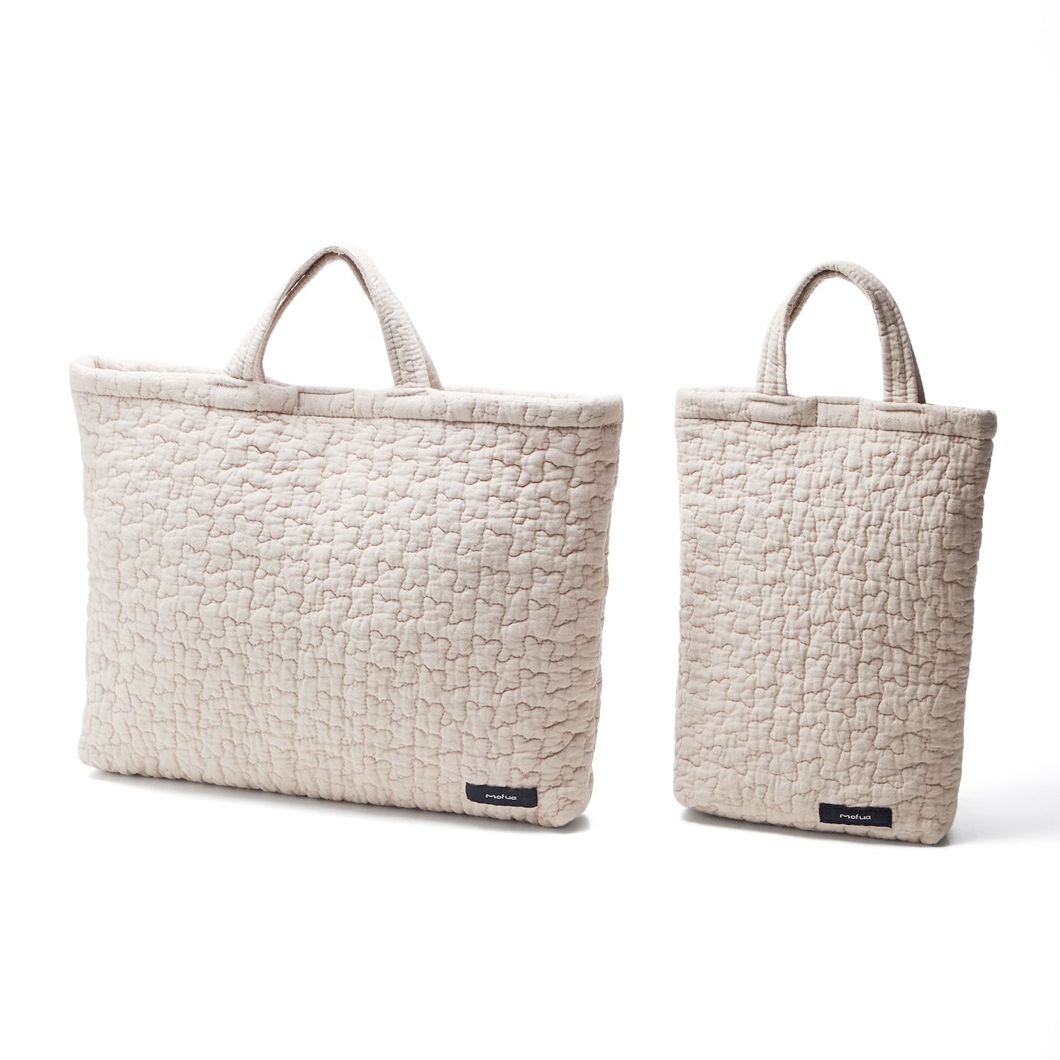 日本千趣會 - 純棉柔軟絎縫面料上學提袋2件組-淺褐