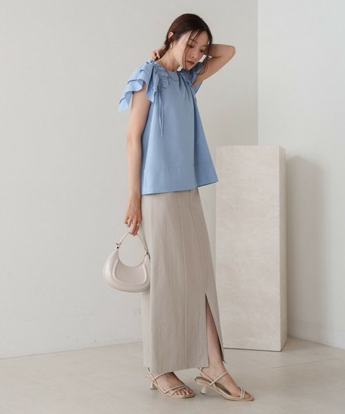 日本 Bab - 浪漫層次感荷葉短袖上衣-卡其杏 (M)