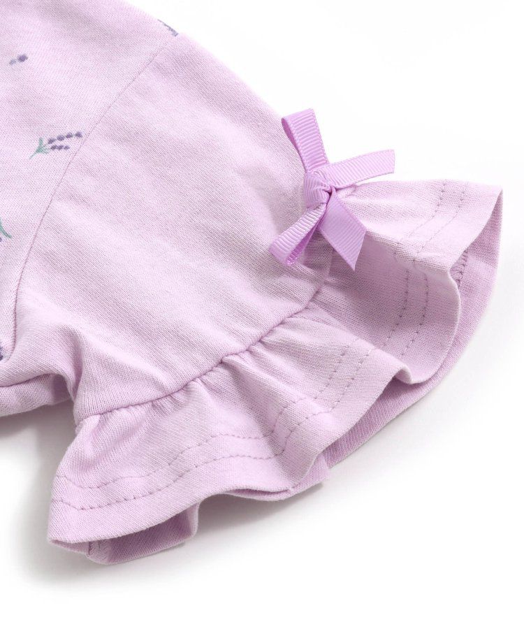 日本 apres les cours - 清新小白花蝴蝶結短袖上衣-水藍