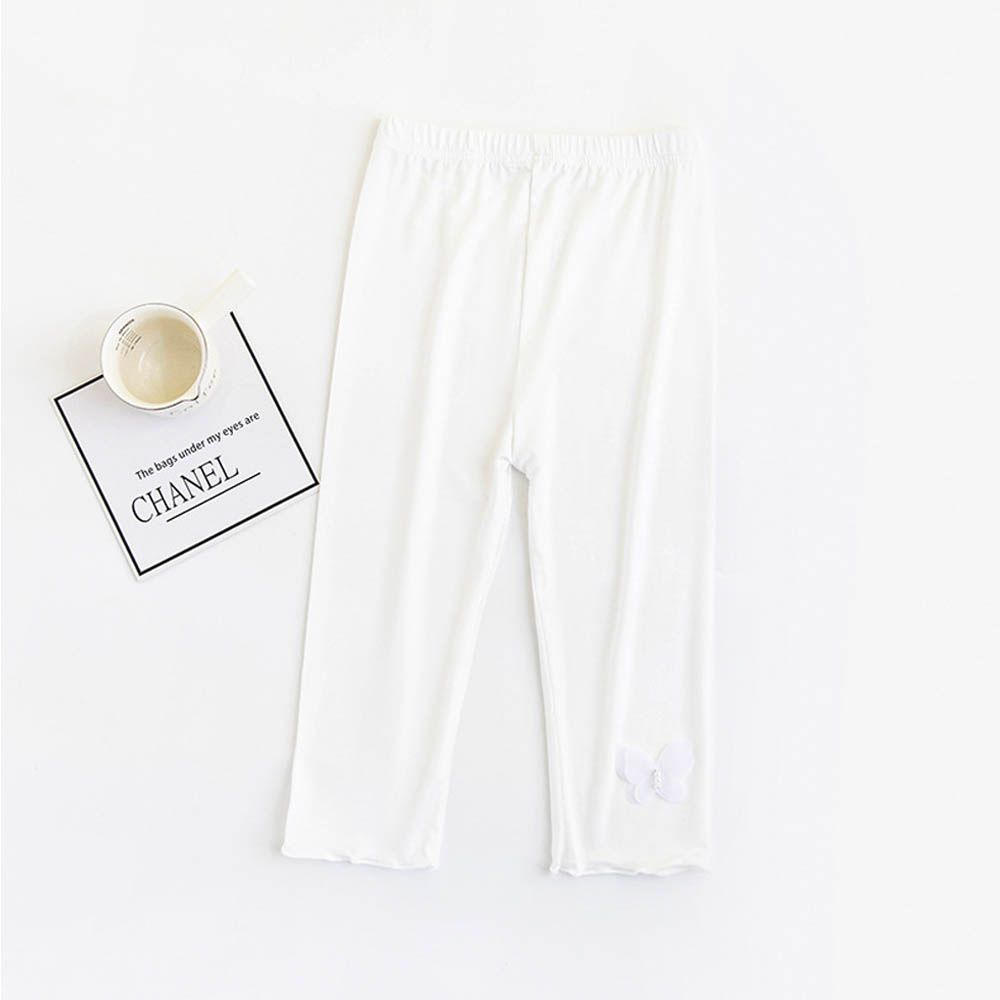 涼感七分內搭褲-翩翩蝴蝶-白色