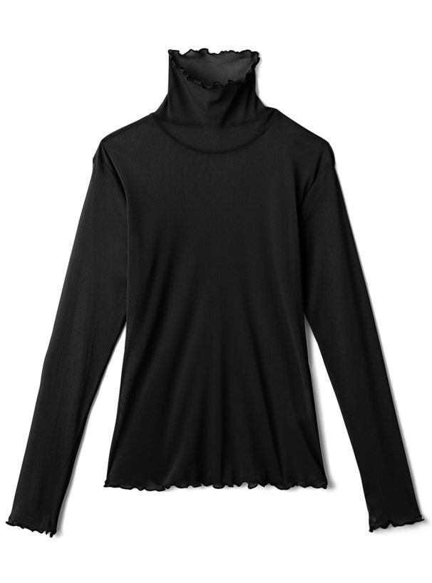 日本 GRL - 聯名款 透膚捲邊長袖內搭/上衣-開心果綠