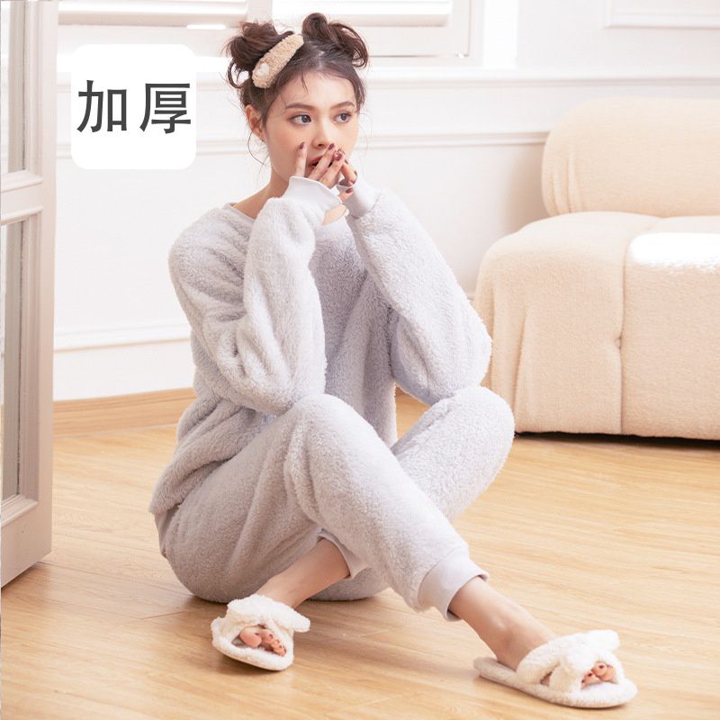 珊瑚絨家居套裝-長袖-粉色