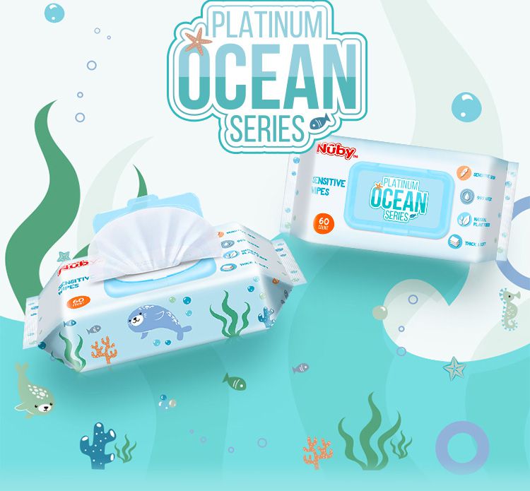 Nuby - 海洋系列極厚柔濕巾-60抽/16入(箱購）