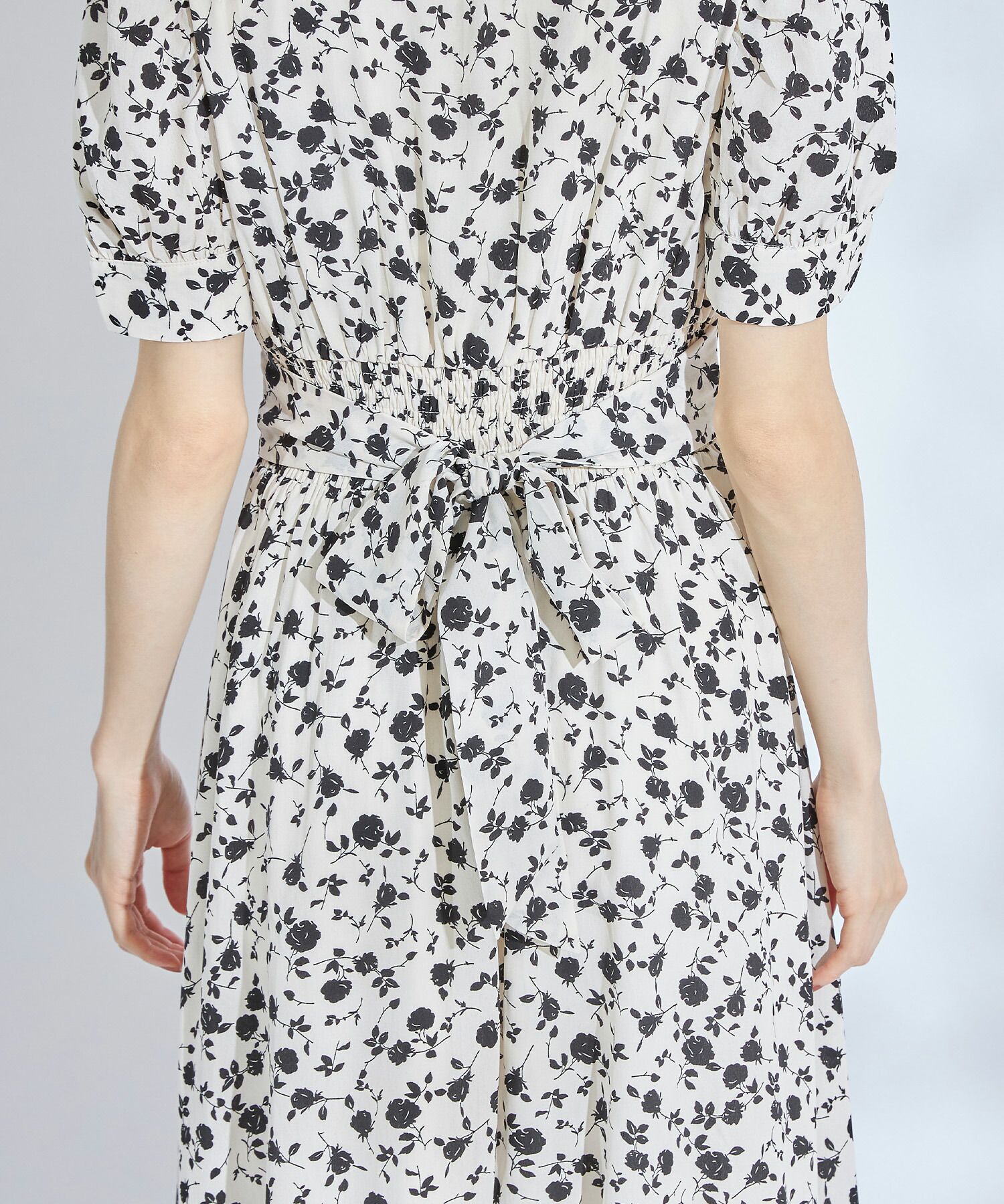 日本 tocco-closet - 愛心領泡泡袖雪紡洋裝-典雅玫瑰-鮭魚粉