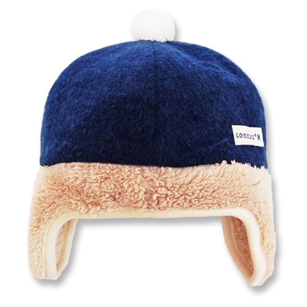 日本 Connect M - 日本製可愛冬帽-小童款-遮耳帽_藍底-83-1011