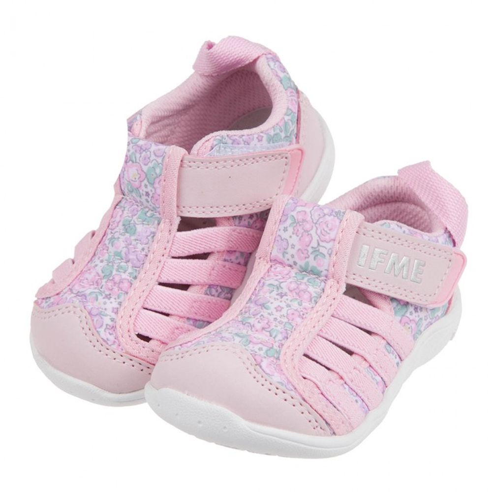 日本IFME - 粉色和風花繪寶寶機能水涼鞋