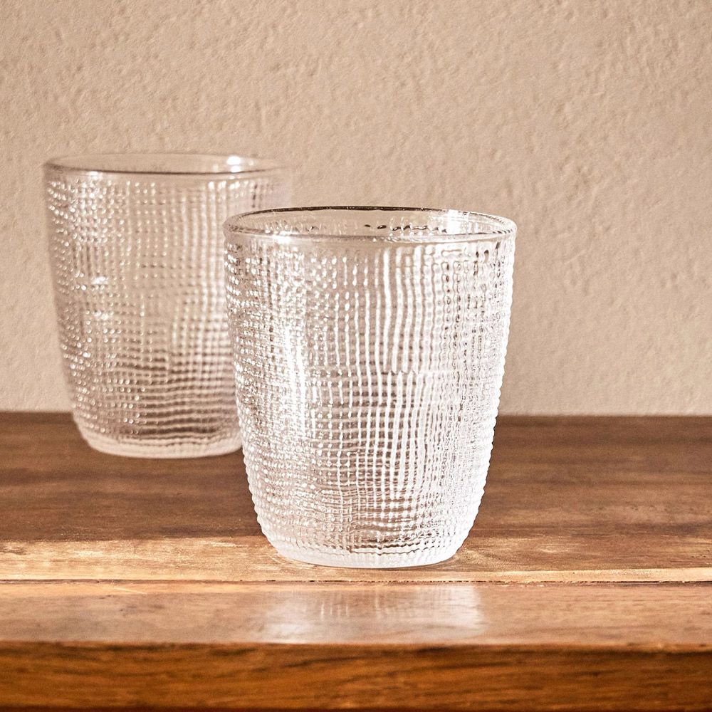 細格手感威士忌酒杯/水杯-6入組-308ML