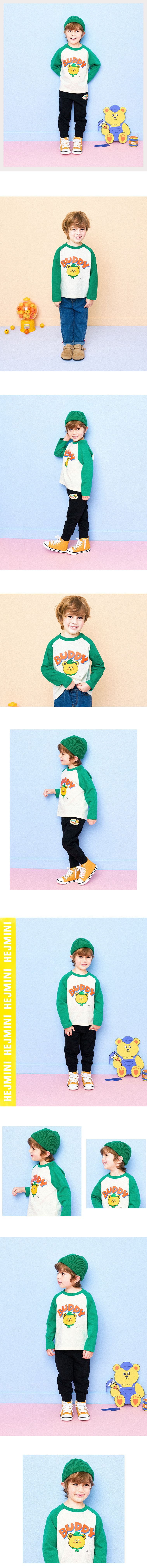 韓國 HEJMINI - 綠帽小熊圓領T恤-綠