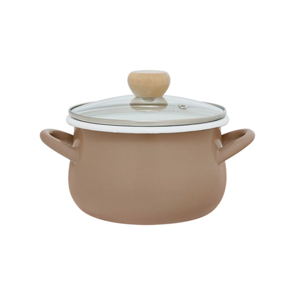 琺郎深鍋 20cm-附鍋蓋組-棕色