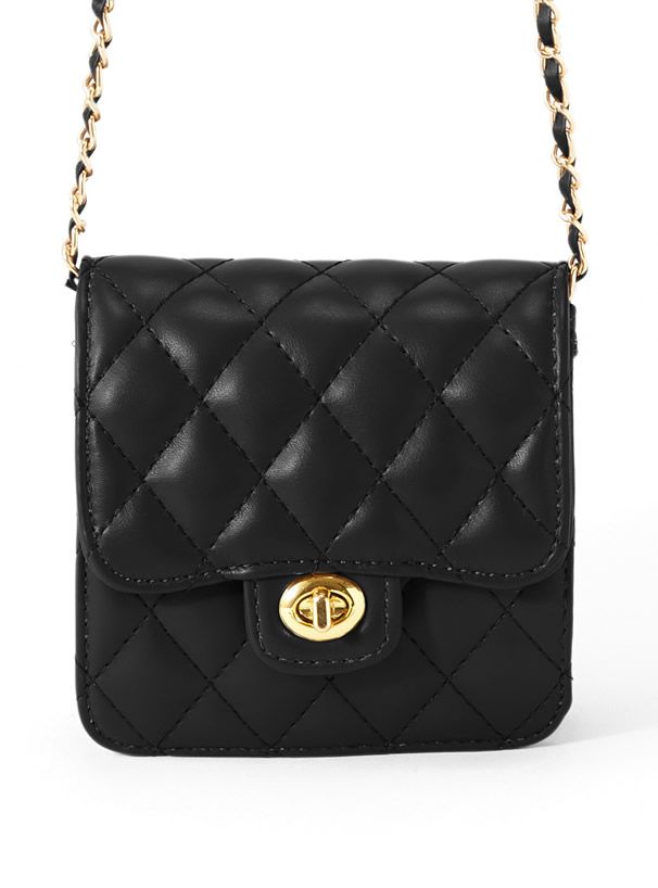 日本 GRL - 菱紋方型金屬鏈小包/側背包-米杏 (F)