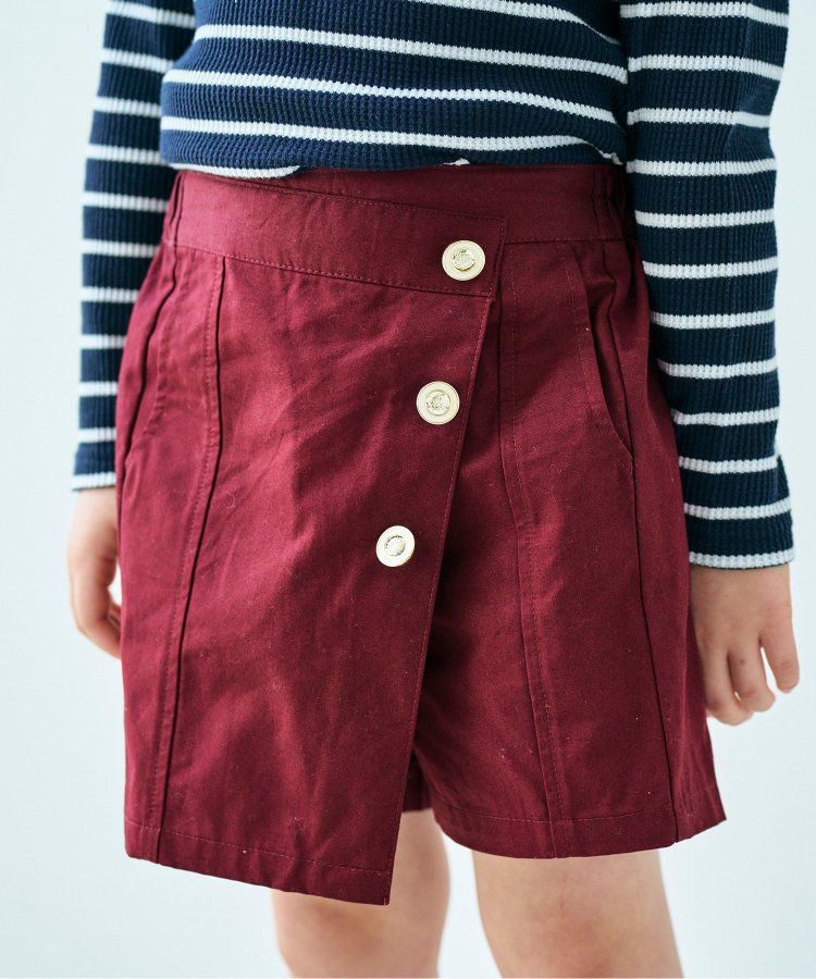 日本 apres les cours - 小奢華金屬鈕扣俏麗褲裙-棕色