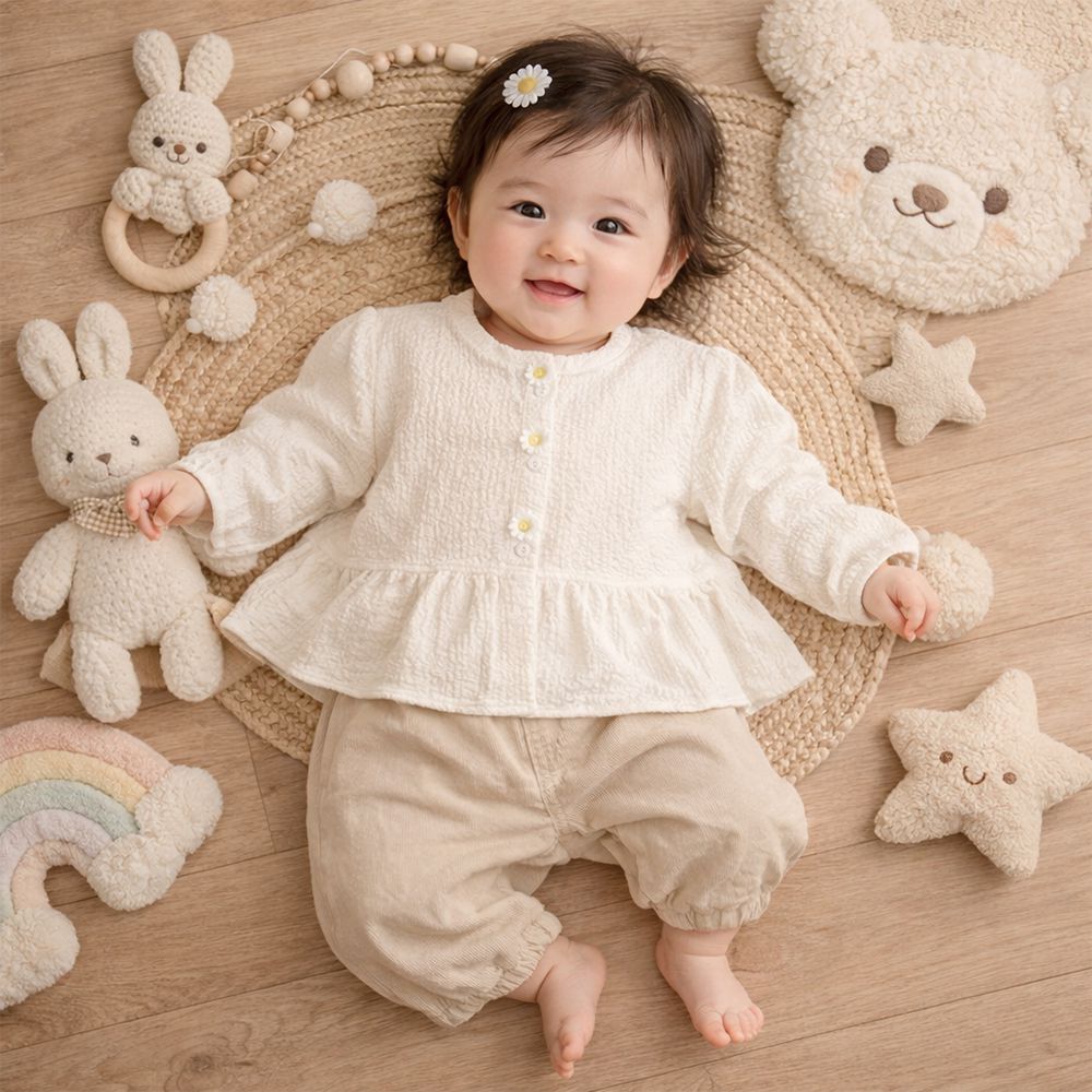 抗UV開襟外套-幼兒-米白色