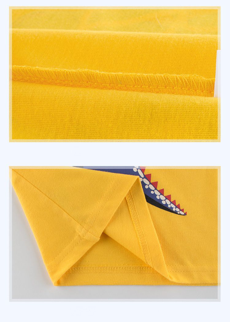 純棉長袖上衣-超酷Q版恐龍-黃色