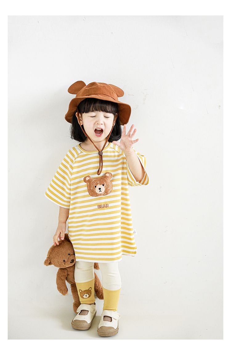 立體條紋休閒短袖上衣-小鴨-粉色