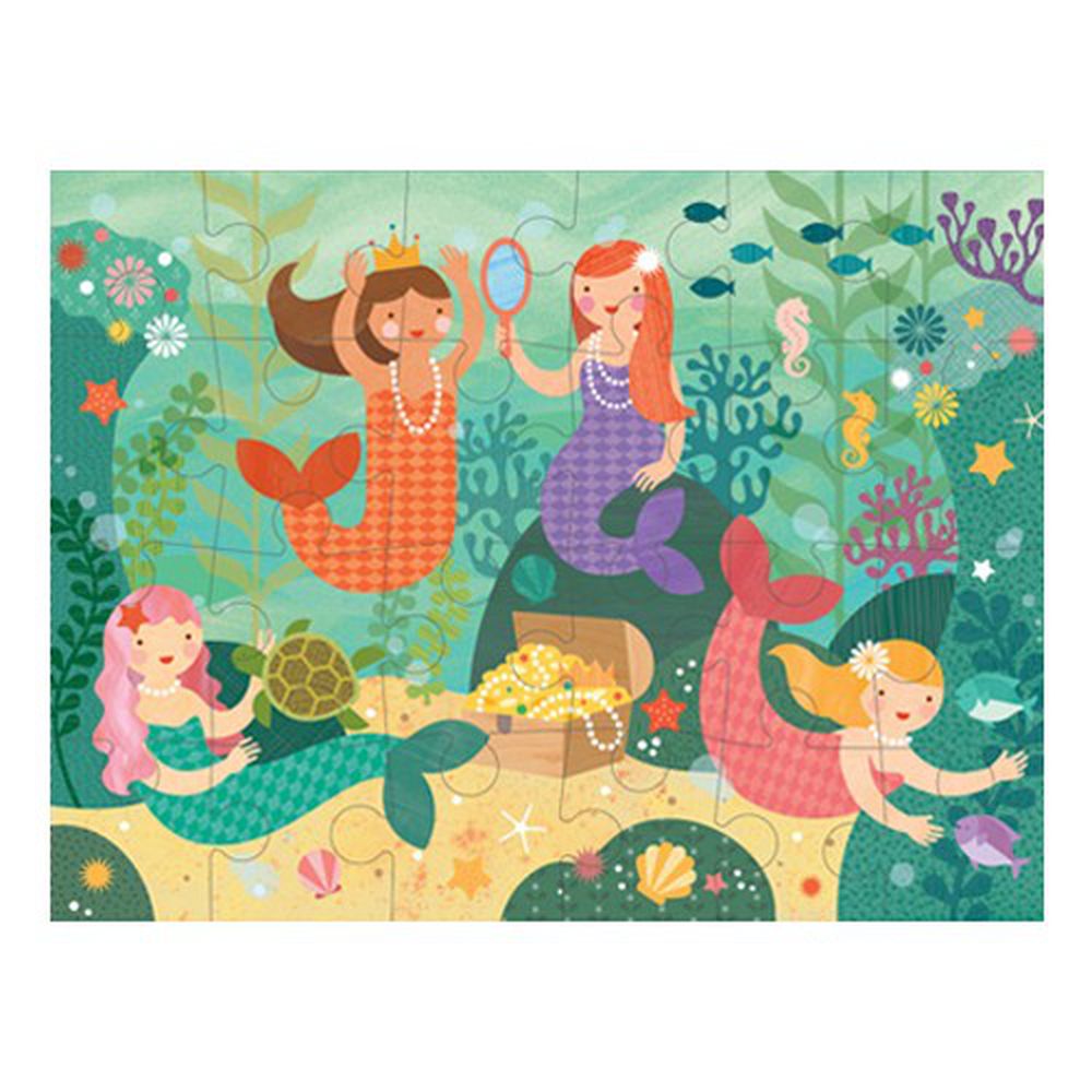 美國 Petit Collage - 地板拼圖-歡樂美人魚-24片