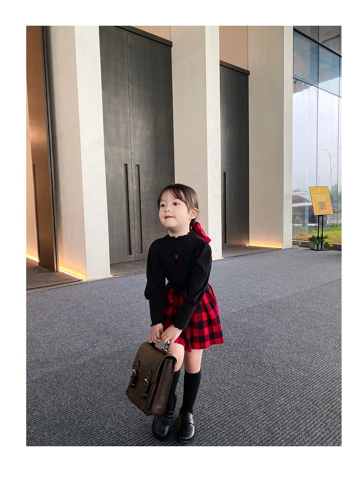 木耳領泡泡袖長袖上衣-小愛心-綠色