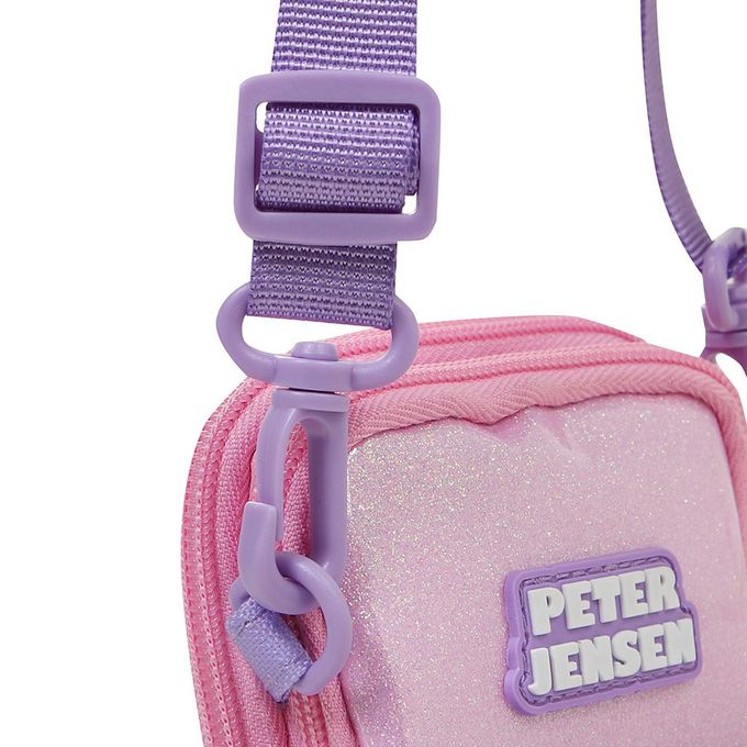 韓國 PETER JENSEN - 愛心獨角獸多夾層輕便斜背包-粉X紫 (10x18.5x4cm)
