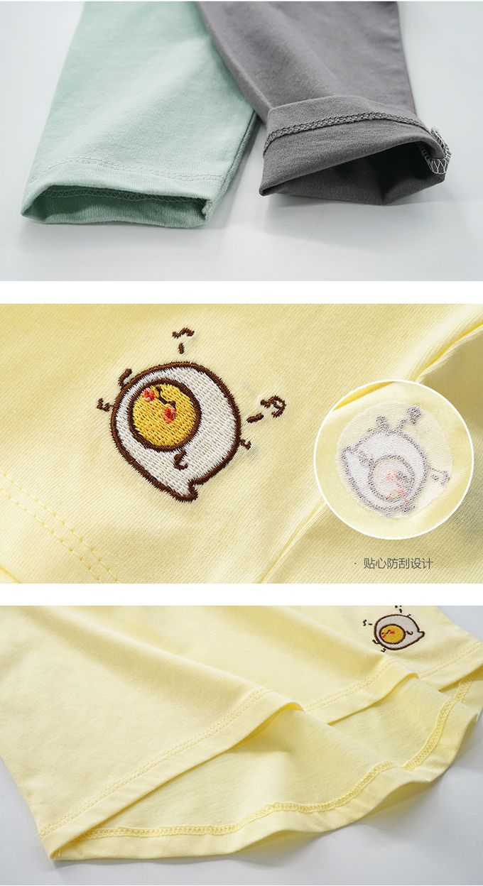 Minizone - 培根蛋吐司撞色長袖T恤-藍色