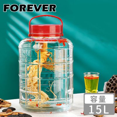 日本 FOREVER - 手提式醃漬梅酒玻璃罐15L