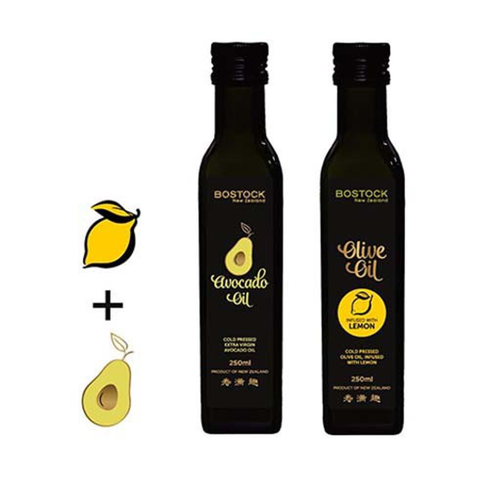 壽滿趣-紐西蘭BOSTOCK - 頂級優惠兩件組-頂級冷壓初榨酪梨油+檸檬風味橄欖油-250ml*2