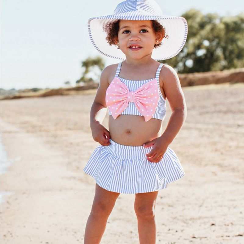 美國 RuffleButts - 小女童UPF 50+防曬無袖比基尼泳裝-粉紫搖擺