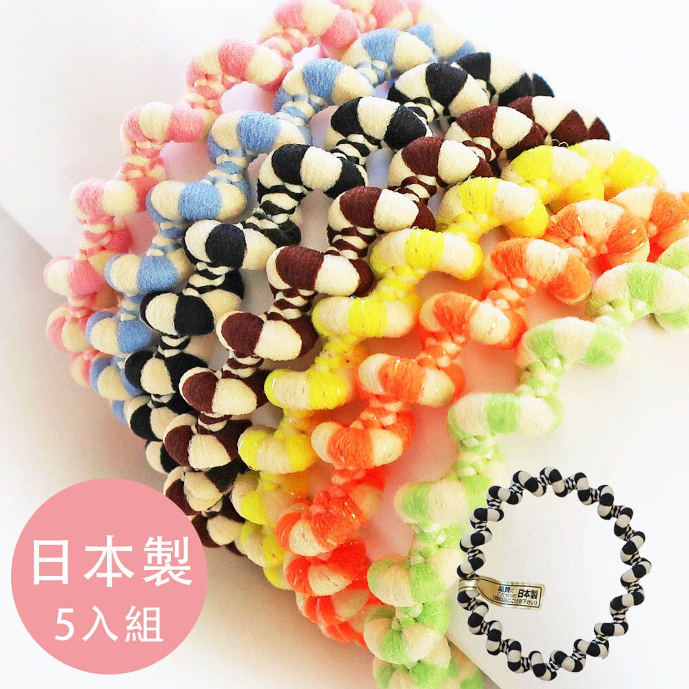 專利安心耐用彩色波浪髮圈(5入組)-單色-黑