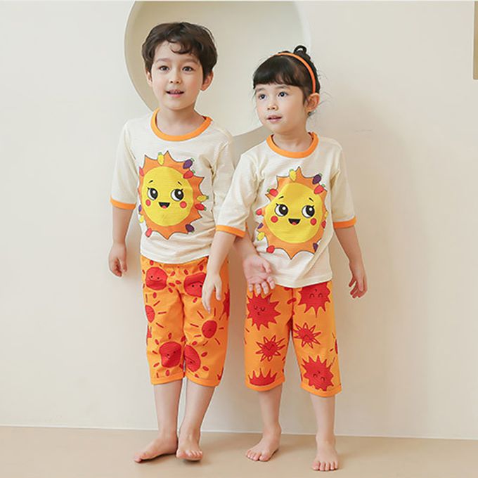 正韓 Puco - 超優質嬰幼兒/兒童七分袖100% 有機純棉家居服/睡衣-陽光燦爛