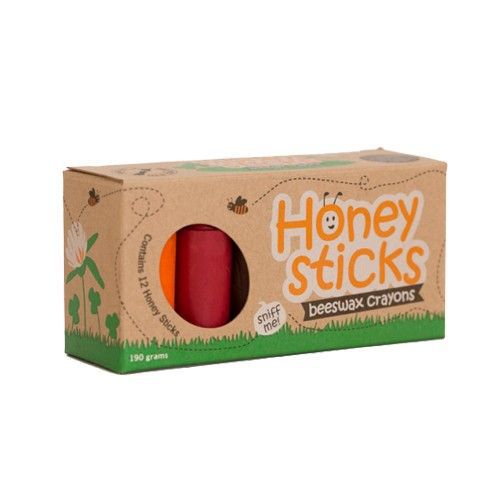 紐西蘭 Honey Sticks - 純天然蜂蠟無毒蠟筆-1歲以上寶寶適用-矮胖型-12色