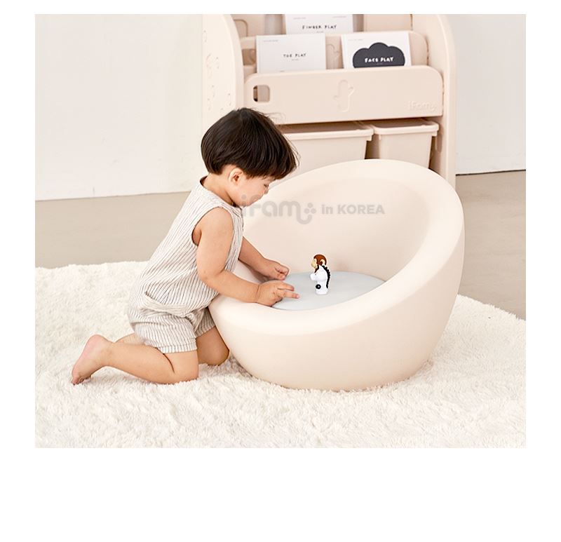 韓國 iFam - 兒童小沙發椅-奶茶色〈附灰色坐墊〉 (58.9cm x 55.8cm x 42.3cm)